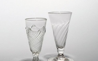 Two dwarf ale glasses c.1730 and c.1770, the smaller glass...