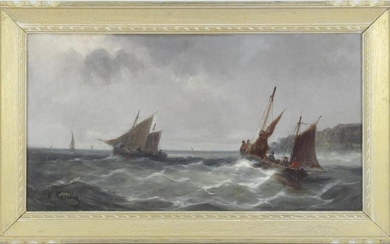 Unclearly signed, Fishing boats on turbulent sea