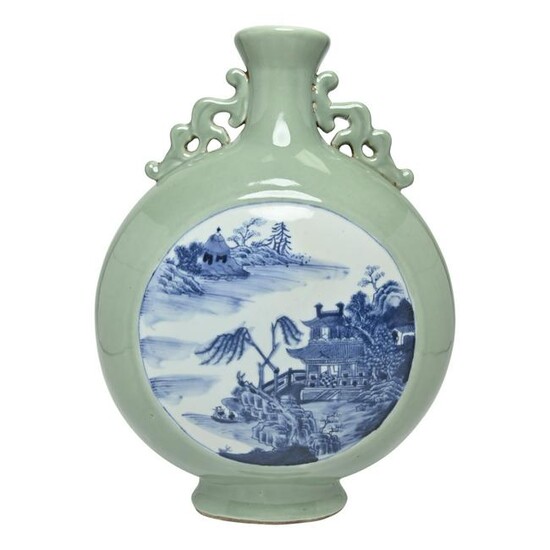 Underglaze Blue and Celadon Glaze Vase.