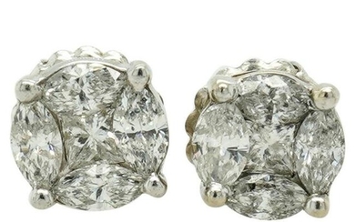 Unique 14k Gold and Diamond Stud Earrings