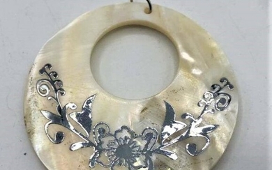 Unique Mother-Of-Pearl Pendant Floral Sterling, Sperm