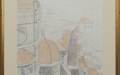 VIEW FROM GIOTTO'S TOWER, FLORENCE, A WATERCOLOUR BY MARK SCADDING