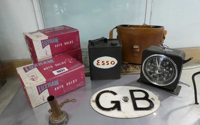 Various collectibles incl. AAGB plaque, Smiths interval timer, cased pair...