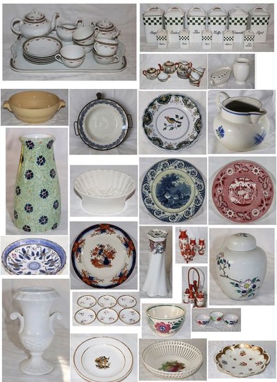 Various separate antique dinnerware parts (83) - Ceramic, Earthenware, Porcelain
