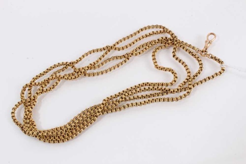 Victorian 15ct gold long guard chain