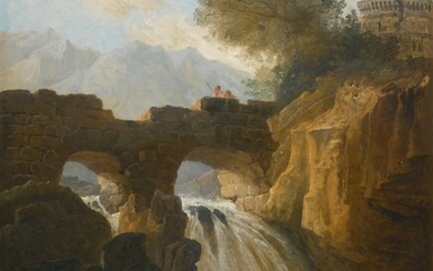 View of the Ponte Lucano, near Tivoli, and the Tomb of the Plautii, Hubert Robert