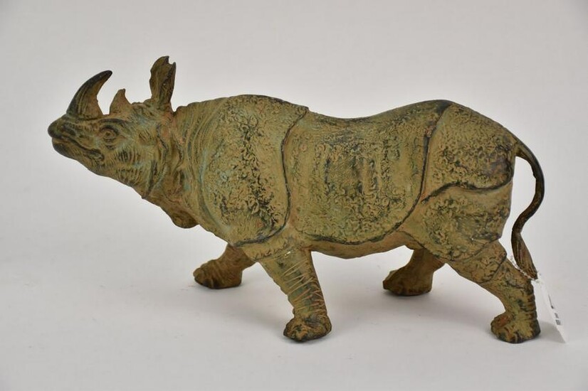 Vintage Bronze Rhinoceros Figure, 6 1/4"h x 13"L, 6.4