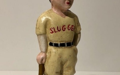 Vintage Cast Iron Baseball Player Babe Ruth Coin Bank