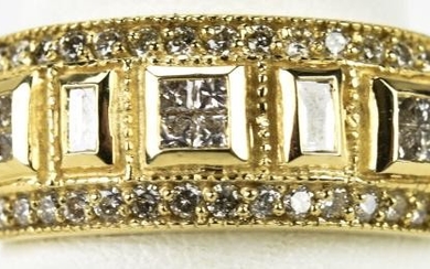 Vintage Designer 14k Yellow Gold and Diamond Ring