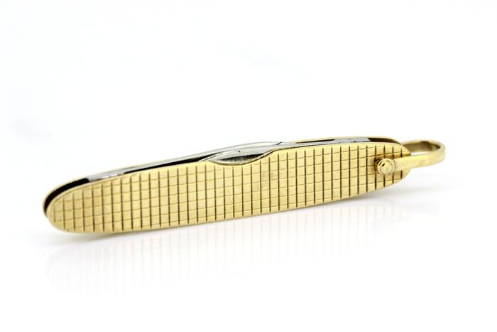 Vintage Double Folding PocketKnife - .375 (9 kt) gold - France - Mid 20th century
