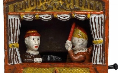 Vintage PUNCH and JUDY Cast Iron Mechanical Bank