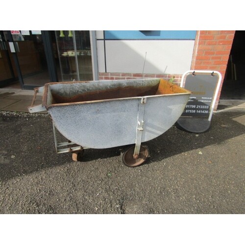 Vintage galvanized Agricultural Feed Barrow Trough/Planter T...