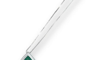 WHITE GOLD CHAIN â€‹â€‹AND PENDANT WITH EMERALD