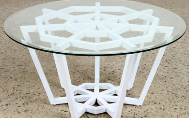 WHITE SPIDER WEB FORM WOOD COFFEE TABLE