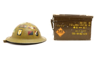 WWII British Officer's helmet and ammunition case