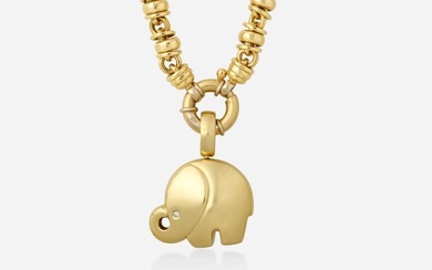 Wempe, Gold necklace and bracelet with elephant pendant