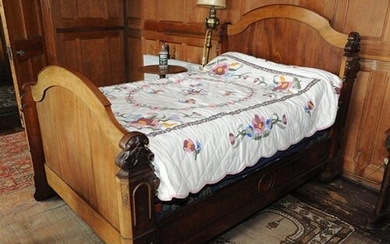William IV mahogany and walnut double bed with serpentine sh...