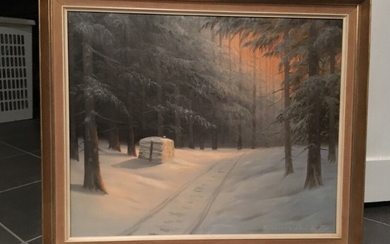 Wolmer Zier: Frisenborg skov (Frisenborg forrest). Signed W. Zier. Oil on canvas. Visible size 44×54 cm.