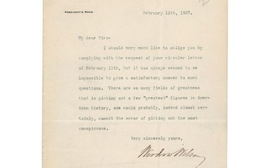 Woodrow Wilson Typed Letter Signed