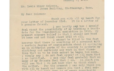 Woodrow Wilson Typed Letter Signed