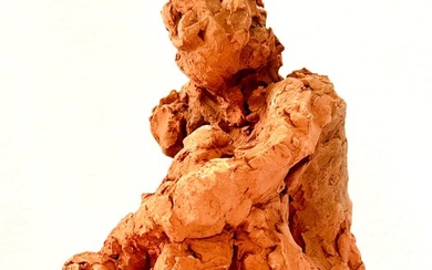 Yvonne Ide (1931) - Magnifique terre cuite Art Brut d'une femme assise nue