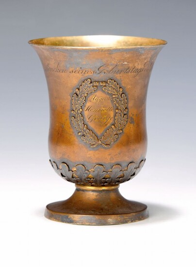 silver goblet, German, 1826, driven, with encircling dedication...