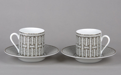 Hermès Mosaique au 24 platinum set of coffee cups