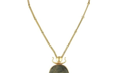 A Large Scarab Pendant Necklace