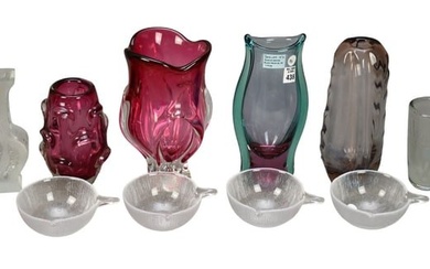 10pc. Vintage Mid-Century Modernist Murano, Italian, Sweden Art Glass