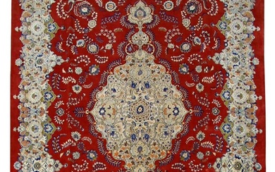 11 x 14 Red Persian Kashan Tabriz Rug