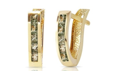 1.3 CTW 14K Solid Gold Huggie Earrings Green Natural Sapphire