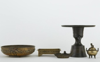Grp: 5 Japanese Bronze Censers Vases