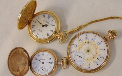 3 pocket watches, Rockford, Waltham & Andre Rivalle