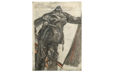 SIR DAVID MUIRHEAD BONE (1876-1953) Figure study charcoal...