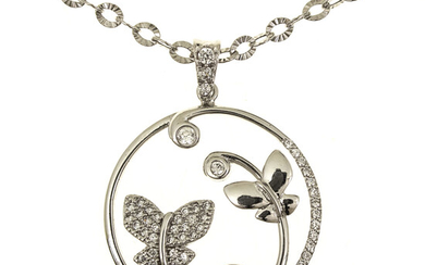14k White Gold Butterfly Necklace.