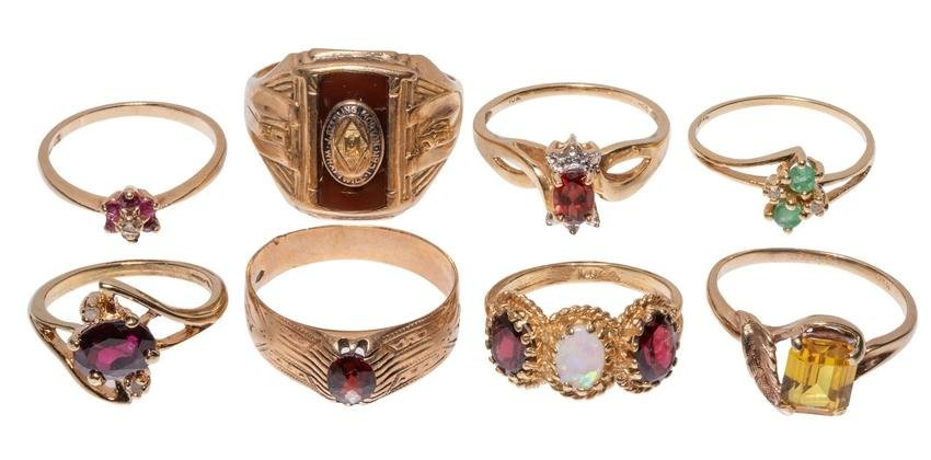 14k and 10k Gold and Gemstone Ring Assortment