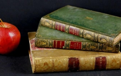 1820'S ANTIQUE LEATHER BOUND BOOK GROUPING