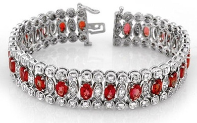 18.50 ctw Red Sapphire & Diamond Bracelet 18k White Gold