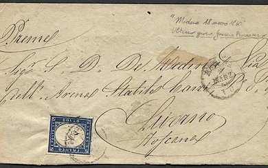1860, Modena, frontespizio di lettera da Modena per Livorno del 18 marzo 1860