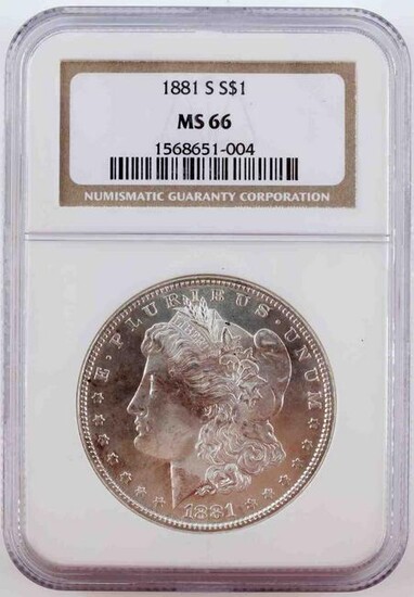 1881 S MORGAN SILVER DOLLAR NCG MS66 COIN