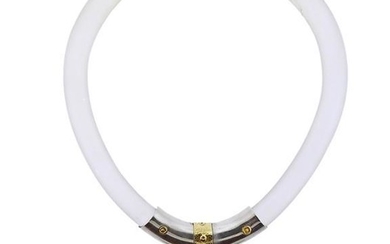 18K Gold Silver Diamond Plexiglass Pearl Necklace