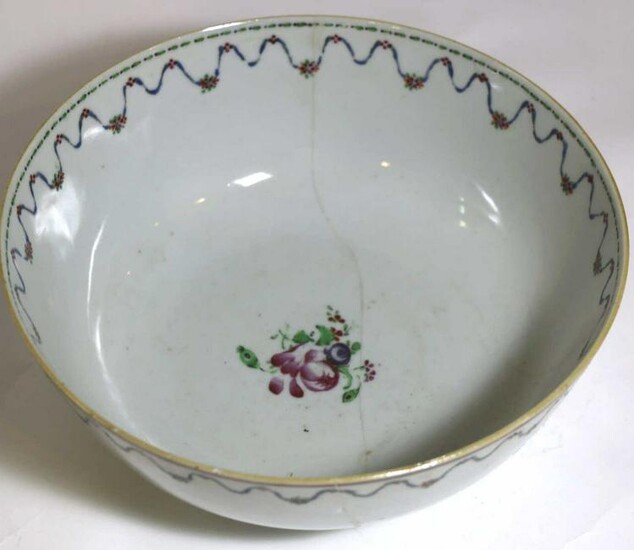 18TH C CHINESE ANTIQUE EXPORT LARGE SERVING BOWL