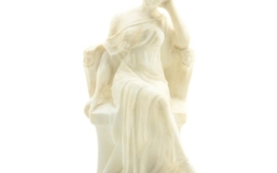 Italian Alabaster Statuette of a Seated Woman, First Quarter of 20th Century