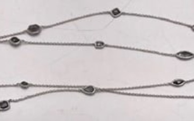 18k White Gold & Black Diamond Long Necklace 60 Inches long