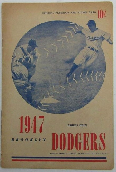 1947 Brooklyn Dodgers vs. Red Sox Baseball Game Program Jackie Robinson 176135