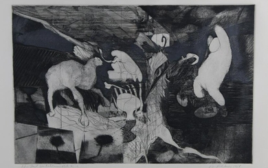 1968 Artist Signed Surreal Etching