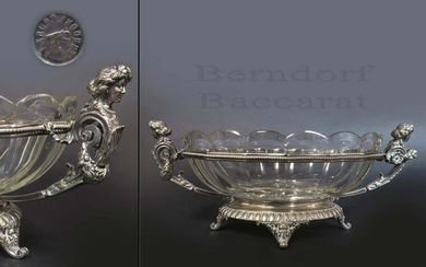 19th C. Figural Silver Plated Baccarat Crystal "Berndorf" Centerpiece