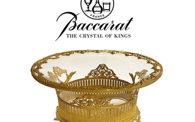 19th C. French Baccarat Crystal & Figural Ormolu Bronze Centerpiece