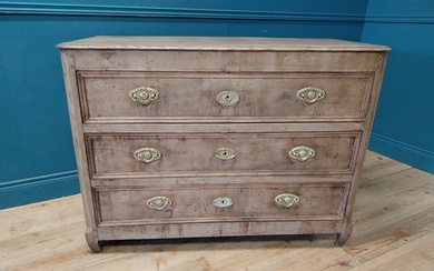 19th C. French bleached oak chest of drawers with three long...