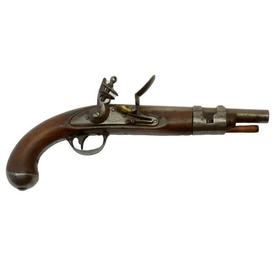 19th Century American Simeon North Flintlock Pistol.